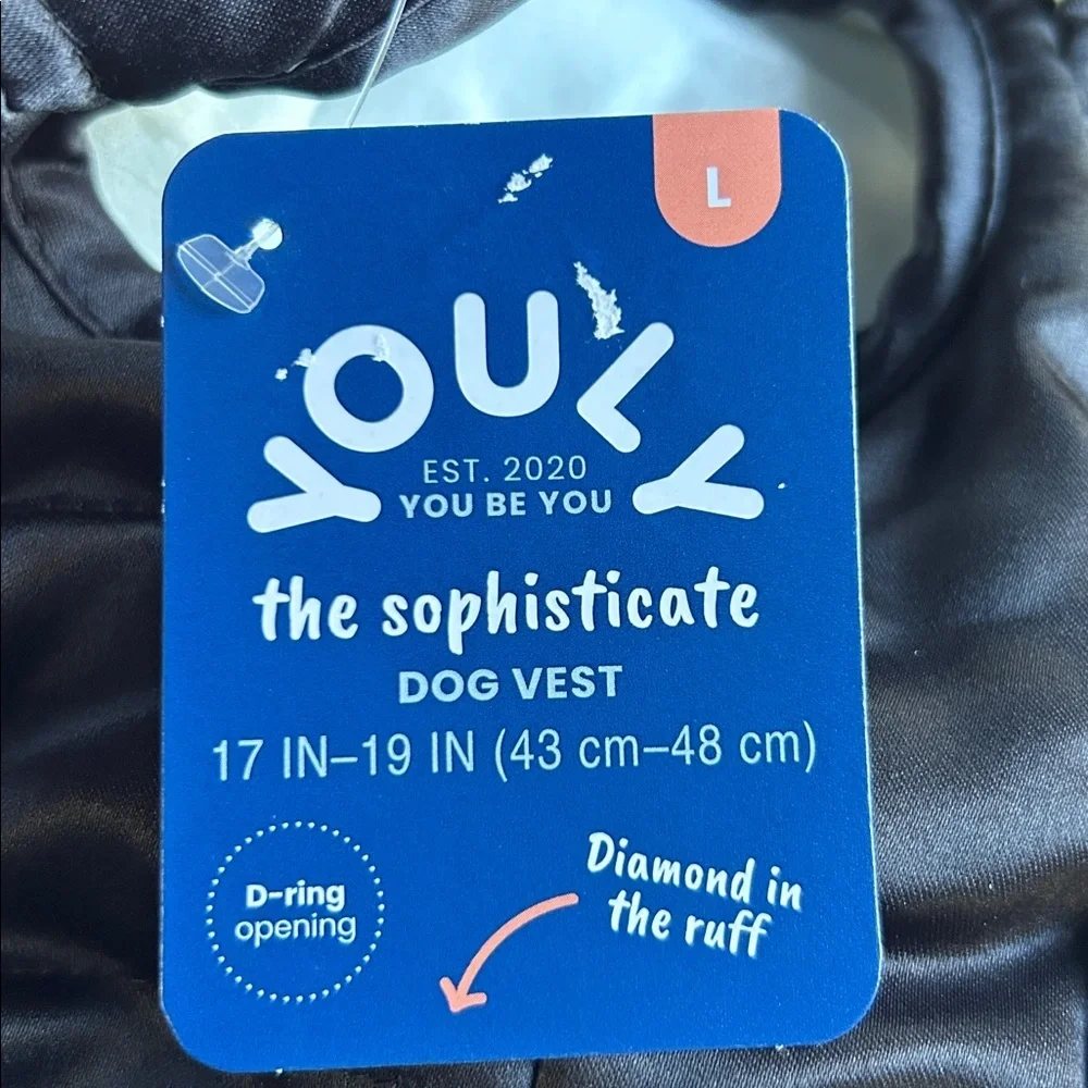 NWT YOULY black dog vest jacket L